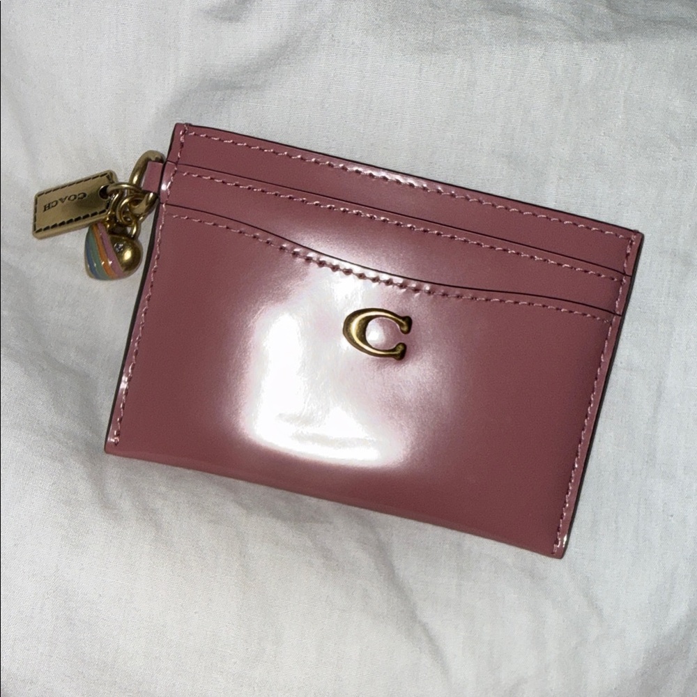 Coach Blush Card Holder with Gold Charm